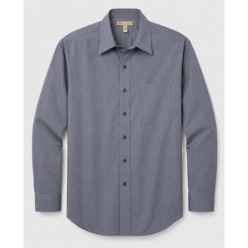 Donna Karan Signature Dress Shirt Men's 16 32/33 Gray Pinstripe Long Sleeve
